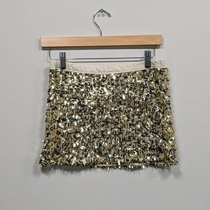 Gold sequin mini skirt